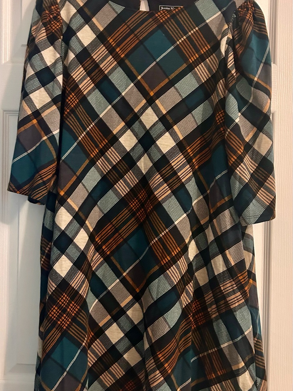 Jessica Howard Teal, Black & Cream Plaid Dress